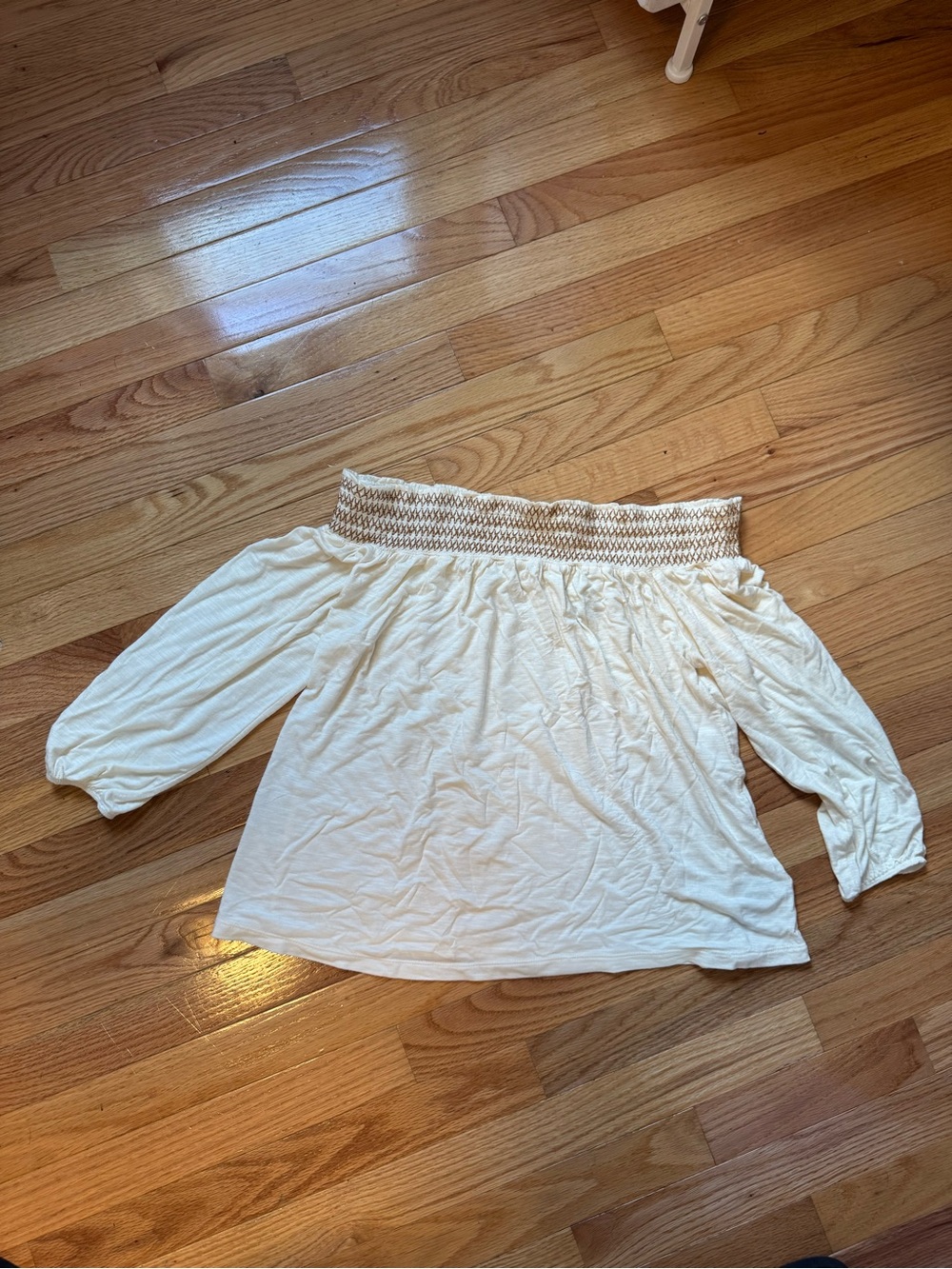 Old Navy Cream Off-Shoulder Smocked Top